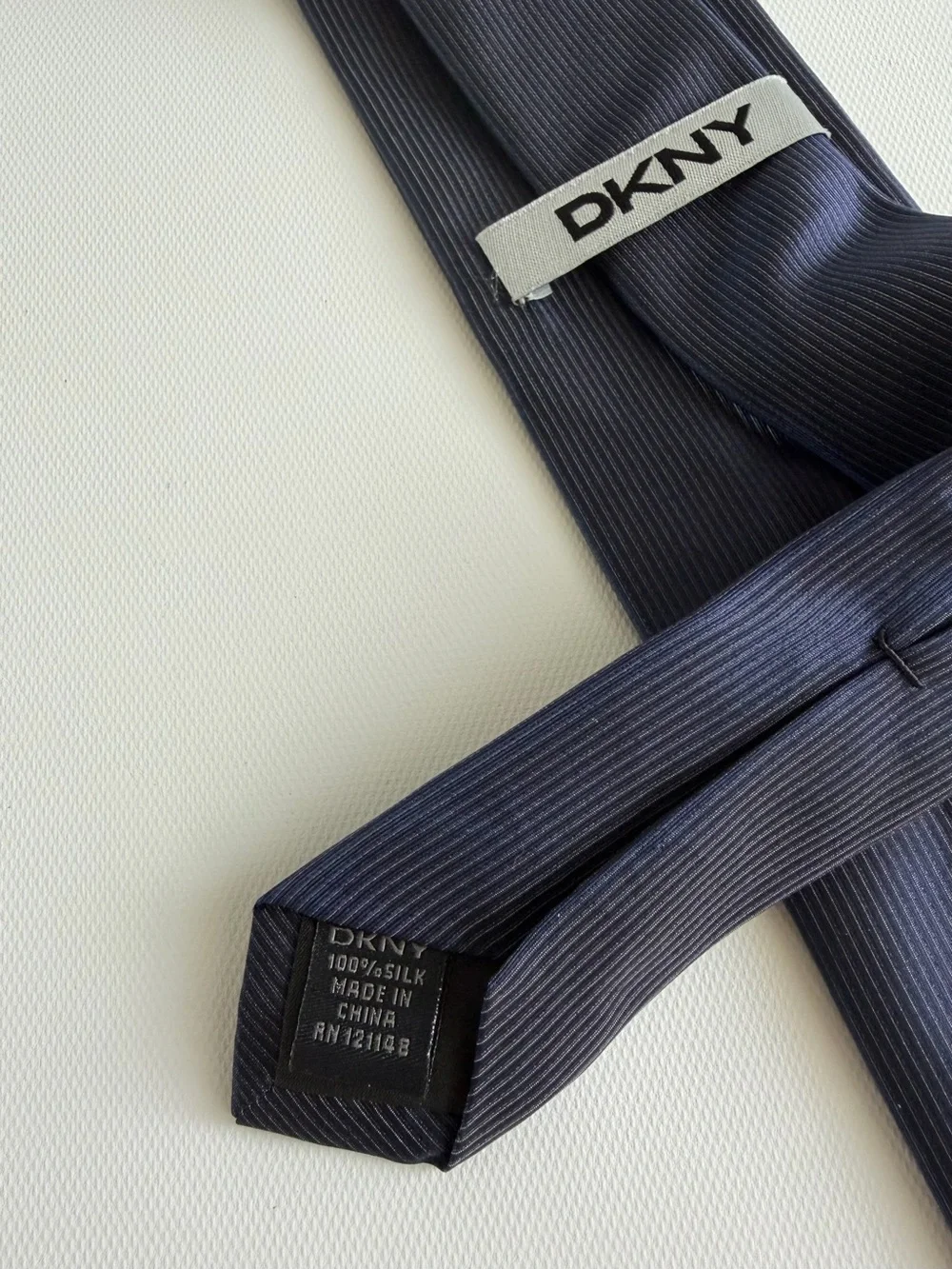 DKNY Solid Navy Men's Silk Tie